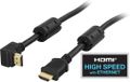 DELTACO angled HDMI cable, HDMI High Speed with Ethernet, 1m, black