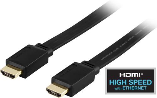 DELTACO flat HDMI cable, HDMI High Speed with Ethernet, 0.5m, black (HDMI-1005F)