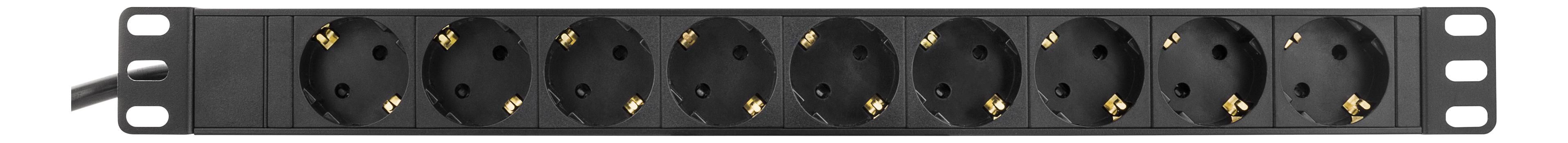 Deltaco Grenuttag,  9xCEE 7/4, 1xCEE 7/7, petskyddad,  3m kabel, svart (W1D-09NNDC)