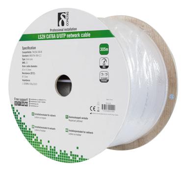 DELTACO U/UTP Cat6a installationskabel,  305m trumma, 500MHz, LSZH, vit (TP-57C)