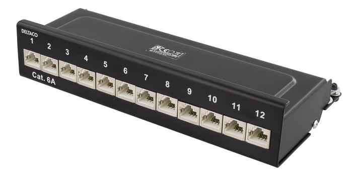 DELTACO Desktop Patch Panel 12 Port Cat.6a Black (PAN-213)