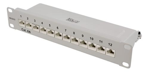 DELTACO Patch Panel 12 Port Cat. 6A Grey (10-PATCH14)