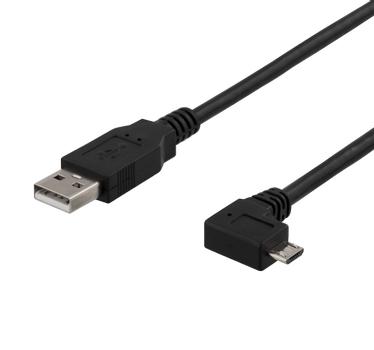 DELTACO USB-A to Micro USB, left-tilted,  2m, black (USB-302D)