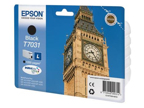 EPSON T7031 ink cartridge black standard capacity 24ml 1.200 pages 1-pack blister without alarm (C13T70314010 $DEL)