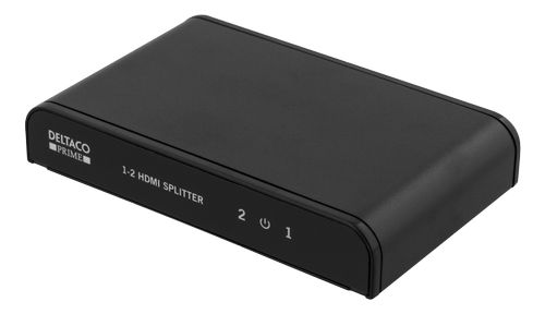 Deltaco PRIME HDMI splitter, 1 in, 2 out, HDMI 2.0, 4K, UHD, 3D, black