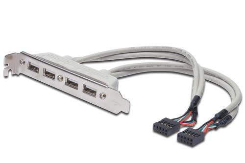 ASSMANN Electronic USB Slot Bracket Cable 4x type A-2x10pin IDC F/F. (AK-300304-002-E)