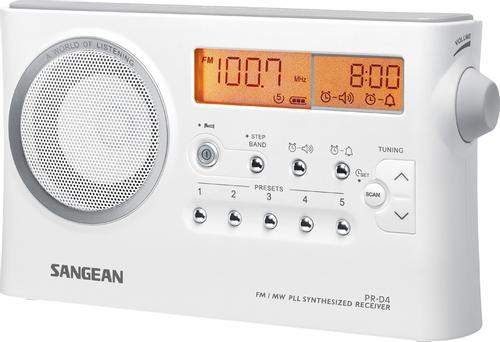 SANGEAN FM/AM portable radio, speaker, LCD, DC, white (A500062)