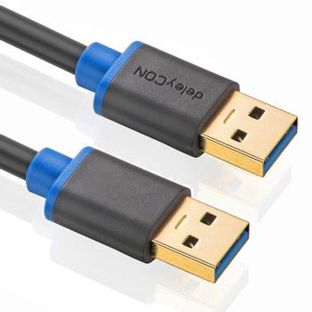 DELEYCON USB 3.0 kabel, 0,5m, USB-A: Han - USB-A: Han, Sort (MK-MK741)