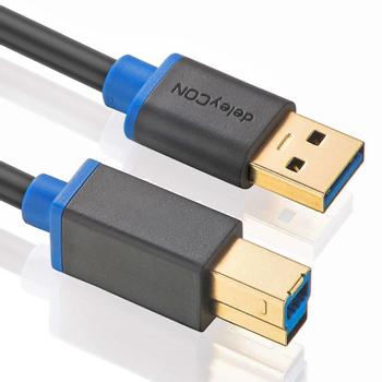 DELEYCON USB 3.0 kabel, 0,5m, USB-A: Han - USB-B: Han, Sort, Skærmet Foil og flet (MK-MK751)