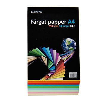 Bünger Färgat papper A4 80g sorterat 250/fp (875081)