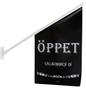 Bünger ""Flagga """"Öppet"""" svart med vit text""