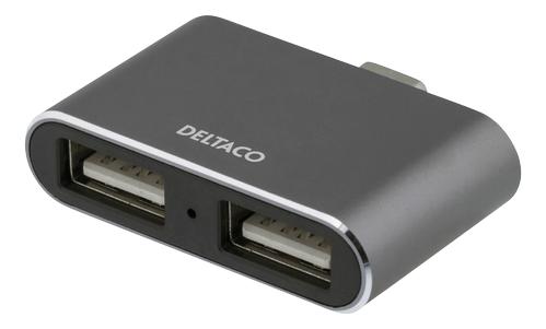 DELTACO USBC HUB 2 Port Space Grey (USBC-HUB5)