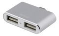 DELTACO USB-C mini hubb, 2x USB-A 2,0, 480 Mbps, 0,5A, retail box, silver