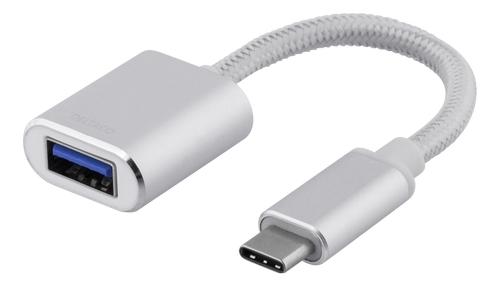 DELTACO USB C to USB A OTG 3.1 Gen 1 Aluminium Silver (USBC-1276)
