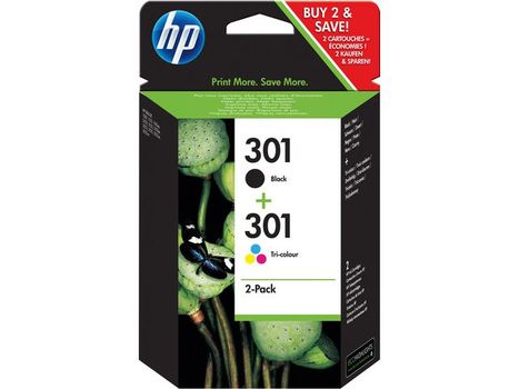 HP 301 Ink Cartridge Combo 2-Pack Standard Capacity (Black and Colour cartridge) (N9J72AE)
