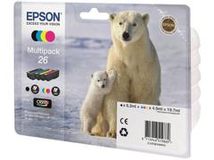 EPSON n Ink Cartridges, Claria" Premium Ink, 26, Polar bear, Multipack, 1 x 6.2 ml Black, 1 x 4.5 ml Yellow, 1 x 4.5 ml Cyan, 1 x 4.5 ml Magenta