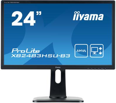 IIYAMA ProLite XB2483HSU-B3 - LED monitor - 24" (23.8" viewable) - 1920 x 1080 Full HD (1080p) @ 60 Hz - A-MVA - 250 cd/m² - 3000:1 - 4 ms - HDMI, VGA, DisplayPort - speakers - black (XB2483HSU-B3)