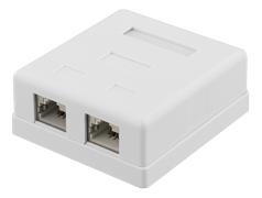 DELTACO shielding network wall socket, Surface FTP 2xRJ45, Cat6A,white