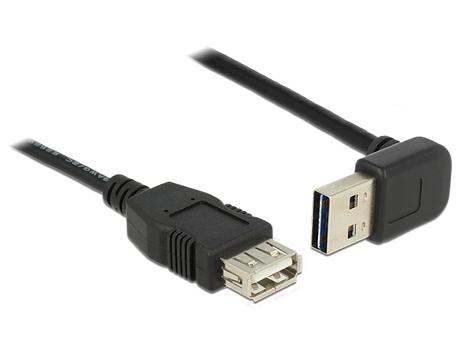 DELOCK Cable USB AM-AF 2.0 0.5m Black Angled Left/ Right USB-A Easy-USB (85177)