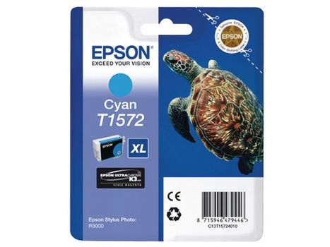 EPSON n Ink Cartridges,  Ultrachrome K3 Vivid Magenta, T1572, Turtle, Singlepack,  1 x 25.9 ml Cyan, Standard, XL (C13T15724010)
