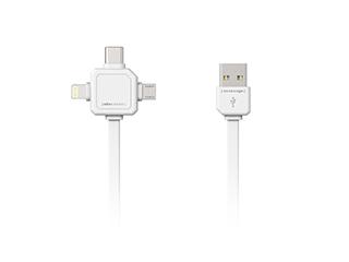 ALLOCACOC Power USB Multicable,  1,5 m, Type-C, Lightning,  Micro USB, vit (44-9003)