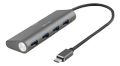 DELTACO USB-C HUB (USB 3.1 Gen1) med 4 x USB-A porte - Alu - Grå