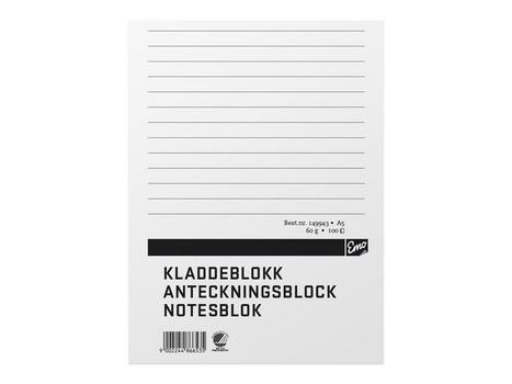 Kladdeblokk EMO A5 60g 100 blad linjer (533637010)