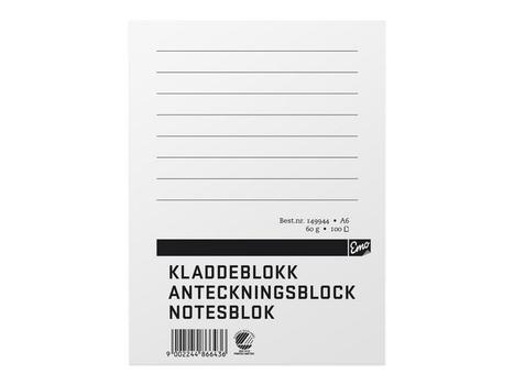 Kladdeblokk EMO A6 60g 100 blad linjer (533636010)