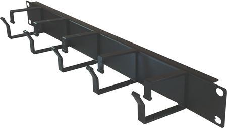 METO Patchkabelpanel 19" 1HE 5 stk. metalkabelholdere,  dybde: 70mm, leveres incl. 4 stk. clipsmøtrikker,  farve: sort (95378)