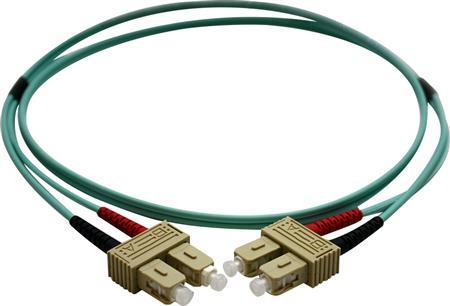 SOLAR PLUS Patchkabel SC-SC 50/125 OM3 multimode,  duplex, længde: 0,5 meter, farve: aqua med LSZH kappe (S0.5SCSCOM3DAQ)