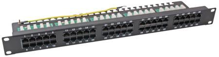 SOLAR PLUS Patchpanel tele 19" 1HE, 50 stk. RJ45 porte UTP, farve: sort (37595SW.2)