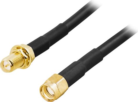 DELTACO antenna cable, RP-SMA male - RP-SMA female, 1m (SMA-FM100)