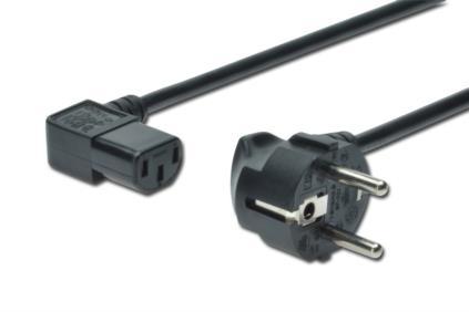 ASSMANN Electronic Power Cord. CEE 7/7 (Typ-F) - C13. 90µ angled M/F. Factory Sealed (AK-440102-018-S)