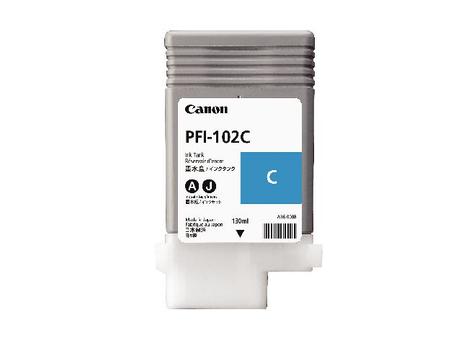 Canon PFI-102 C - 130 ml - cyan - original - blekkbeholder - for imagePROGRAF iPF510, iPF610, iPF650, iPF655, iPF710, iPF750, iPF755, iPF760, iPF765, LP24 (0896B001AA)