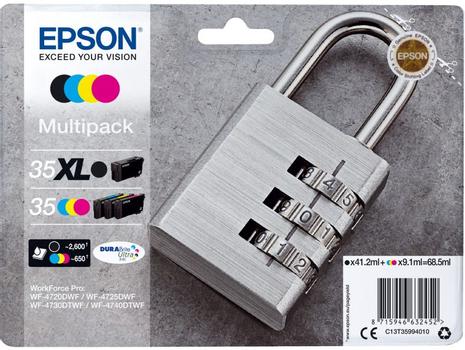 EPSON n 35XL Multipack - 4-pack - XL - black, yellow, cyan, magenta - original - blister with RF/ acoustic alarm - ink cartridge - for WorkForce Pro WF-4720, WF-4720DWF,  WF-4725DWF,  WF-4730, WF-4730DTWF,  WF- (C13T35994020)