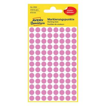 AVERY manuel etiket aftagelig ø8mm pink (416) (3594*10)