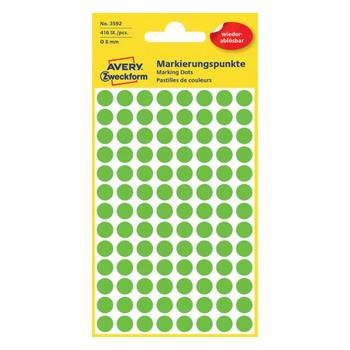 AVERY manuel etiket aftagelig ø8mm grøn (416) (3592*10)