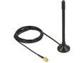 DELOCK Antenna ISM 433 MHz SMA 2 dBi 2 m RG-174 omnidirectional fixed magnetic base black