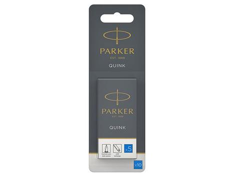 PARKER Quink Long Ink Refill Cartridge for Fountain Pens Blue (Pack 10) - 1950207 (1950207)