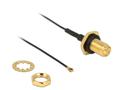 DELOCK Antenna Cable RP-SMA Jack Bulkhead > MHF IV / HSC MXHP32 compatible plug 200 mm winding length 9 mm splash proof