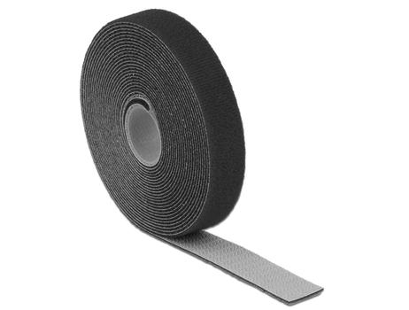 DELOCK Hook-and-loop tape on roll L 5 m x W 20 mm black (18715)