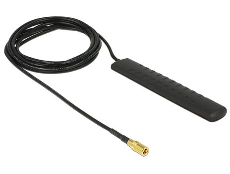 DELOCK DAB+ DVB-T2 Antenna SMB Plug 20 dBi active omnidirectional black adhesive mounting (89497)