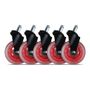 L33T 3" Casters for gaming chairs (Red) Univ., 5 pcs