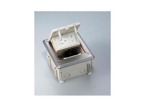 LinkIT låsbart strømuttak for betonggulv Rustfritt stål, Schuko og RJ45 uttak (LT_LP_SN_CF)