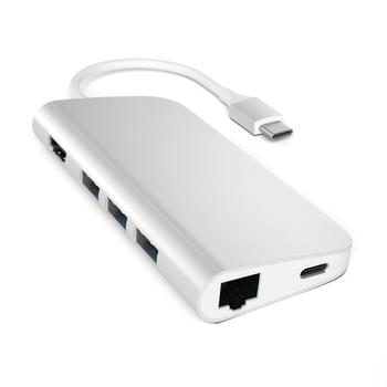 SATECHI Type-C MultiPort Adapter 4K Silver, HDMI, 3 x USB 3.0, USB-C, Ethernet (ST-TCMAS)