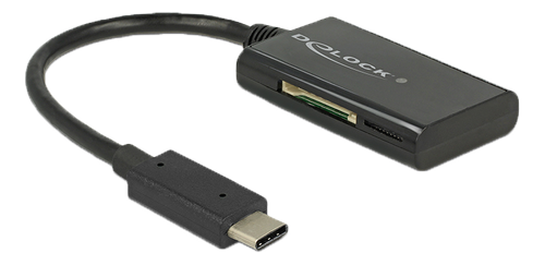 DELOCK USB 3.1 Gen 1 Kortläsare,  USB-C hane, 4 kortplatser,  svart (91740)