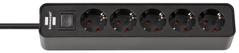BRENNENSTUHL Steckdosenl. Ecolor 5-fach schwarz/schwarz Schalter 1,5m