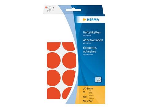 HERMA multi-purpose labels, ø 32 mm, red, (480) (2272)