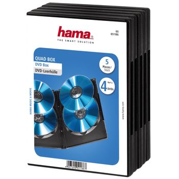 HAMA DVD-Box Quad (4) Sort 5-pak (00051186)