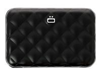 ÖGON Quilted Button Card holder metal lock quilted alu Black (QB_BLACK)